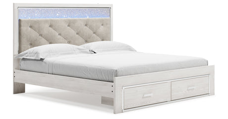 Altyra White King Upholstered Storage Platform Bed from Ashley - Luna Furniture