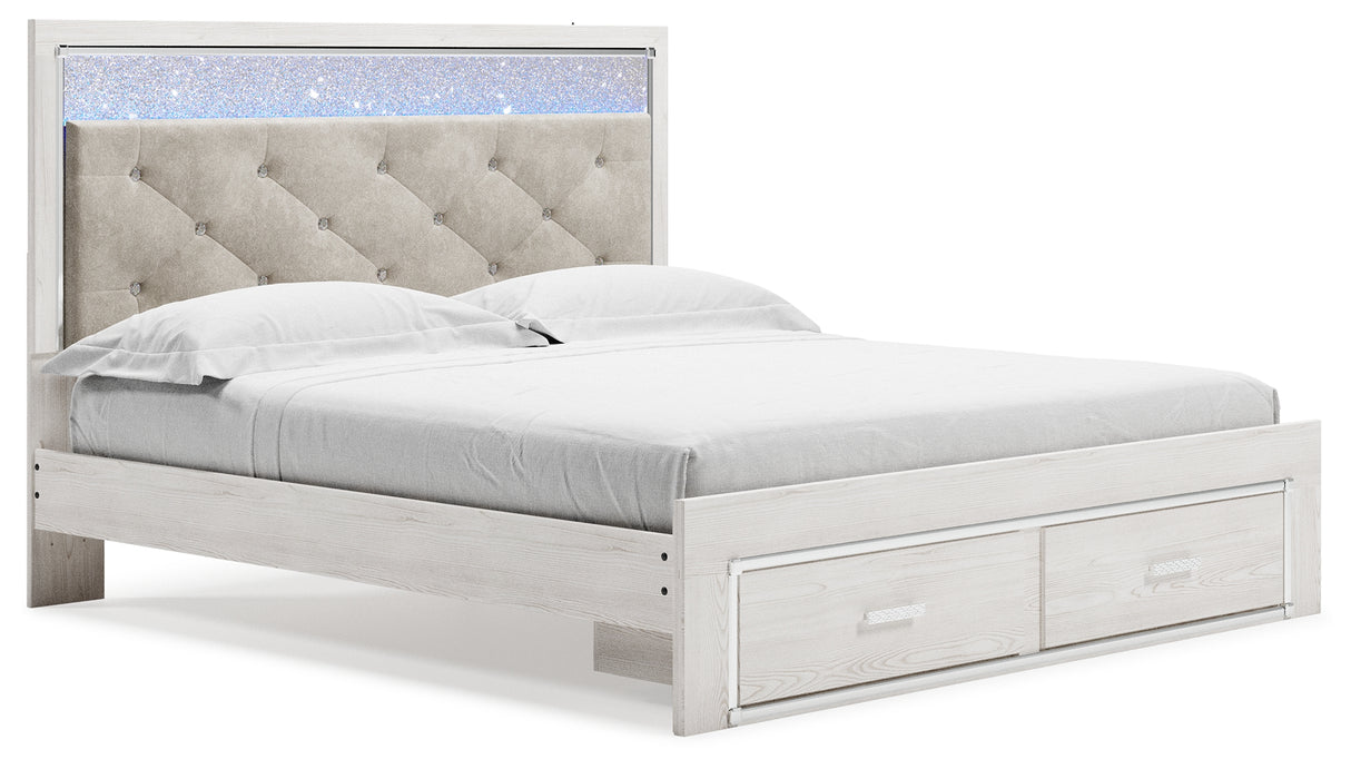 Altyra White Upholstered LED Storage Platform Bedroom Set from Ashley - Luna Furniture