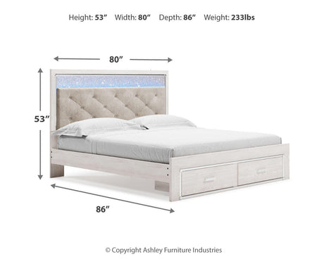 Altyra White King Upholstered Storage Platform Bed from Ashley - Luna Furniture