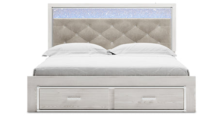 Altyra White King Upholstered Storage Platform Bed from Ashley - Luna Furniture