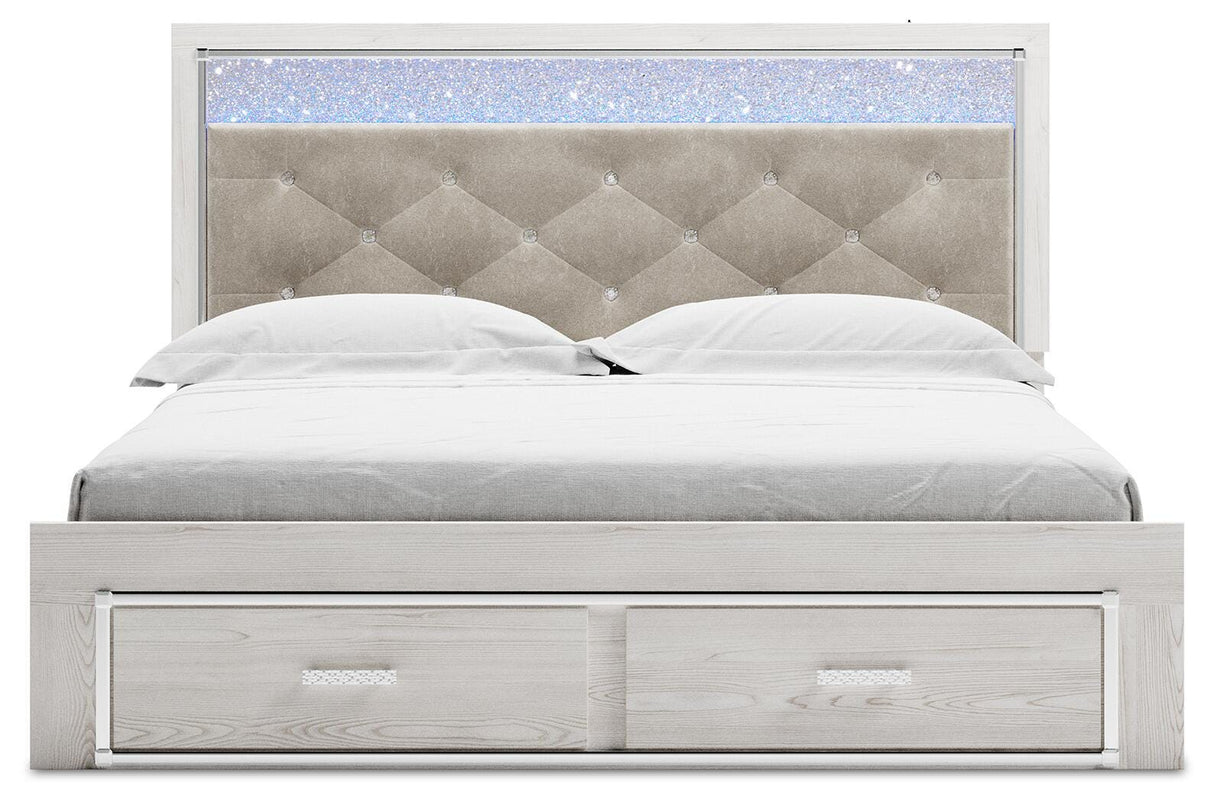 Altyra White King Upholstered Storage Bed, Dresser, Mirror, Chest, and Nightstand from Ashley Furniture - Luna Furniture