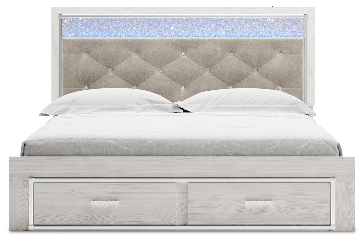 Altyra White Upholstered LED Storage Platform Bedroom Set from Ashley - Luna Furniture