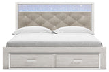 Altyra White Upholstered LED Storage Platform Bedroom Set from Ashley - Luna Furniture