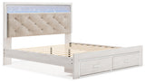 Altyra White King Upholstered Panel Storage Bed, Dresser, Mirror and Nightstand from Ashley Furniture - Luna Furniture