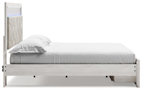 Altyra White King Upholstered Storage Bed with Nightstand from Ashley - Luna Furniture