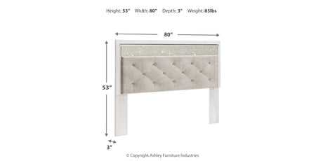 Altyra White King/California King Upholstered Panel Headboard from Ashley - Luna Furniture