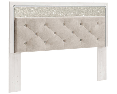 Altyra King Panel Headboard Bed with Mirrored Dresser, Chest and Nightstand in White from Ashley - Luna Furniture