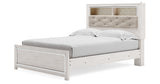 Altyra White Queen Upholstered LED Bookcase Panel Bed from Ashley - Luna Furniture