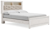 Altyra Queen Panel Bookcase Bed with Mirrored Dresser and Chest in White from Ashley - Luna Furniture