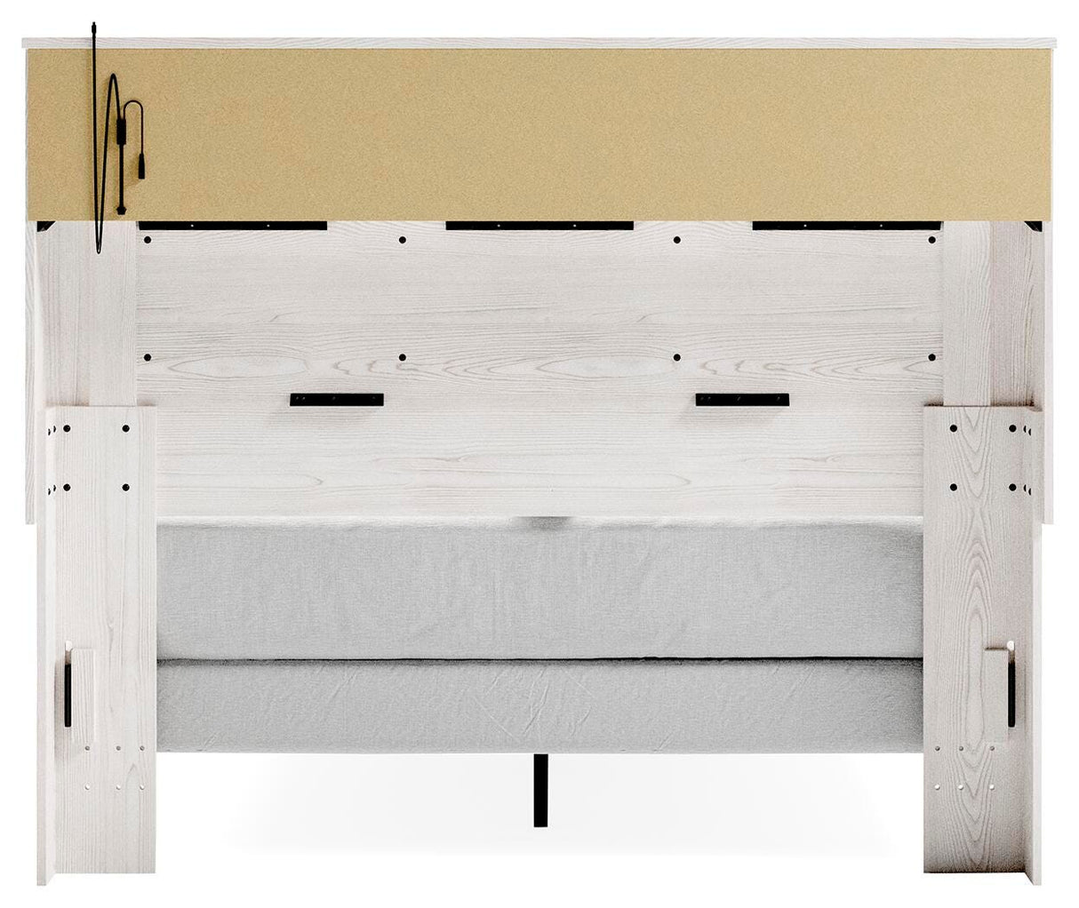 Altyra Queen Panel Bookcase Bed with Mirrored Dresser and Chest in White from Ashley - Luna Furniture