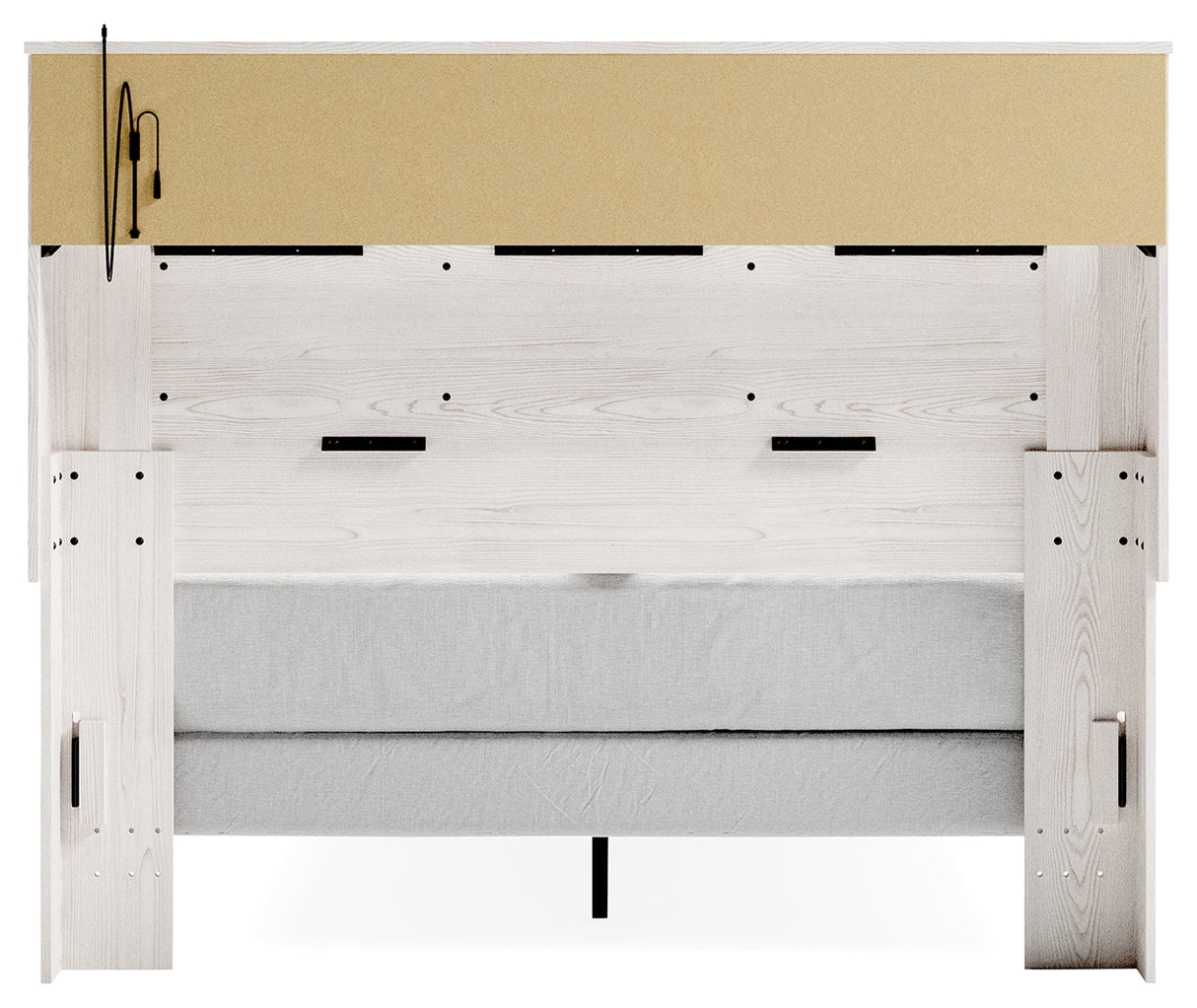 Altyra White Queen Upholstered LED Bookcase Panel Bed from Ashley - Luna Furniture