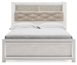 Altyra Queen Panel Bookcase Bed with Mirrored Dresser and Chest in White from Ashley - Luna Furniture