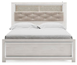 Altyra White Queen Upholstered LED Bookcase Panel Bed from Ashley - Luna Furniture