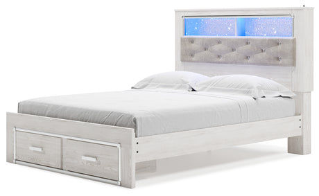 Altyra White Upholstered LED Bookcase Storage Platform Bedroom Set from Ashley - Luna Furniture