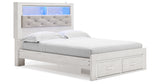 Altyra White Queen Upholstered LED Bookcase Storage Platform Bed from Ashley Furniture - Luna Furniture