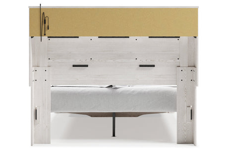 Altyra White Queen Upholstered LED Bookcase Storage Panel Bed from Ashley - Luna Furniture