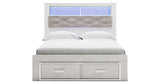 Altyra White Queen Upholstered LED Bookcase Storage Platform Bed from Ashley Furniture - Luna Furniture