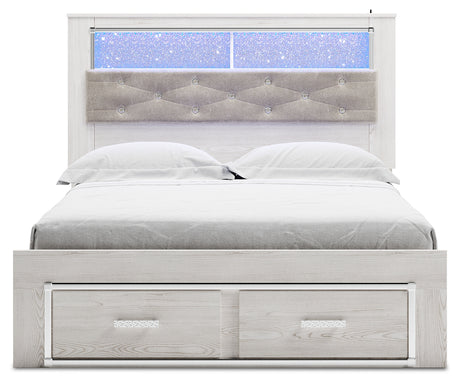 Altyra White Upholstered LED Bookcase Storage Platform Bedroom Set from Ashley - Luna Furniture