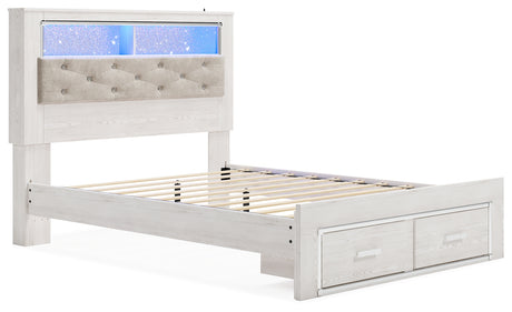 Altyra White Upholstered LED Bookcase Storage Platform Bedroom Set from Ashley - Luna Furniture