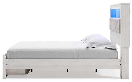 Altyra White Upholstered LED Bookcase Storage Platform Bedroom Set from Ashley - Luna Furniture