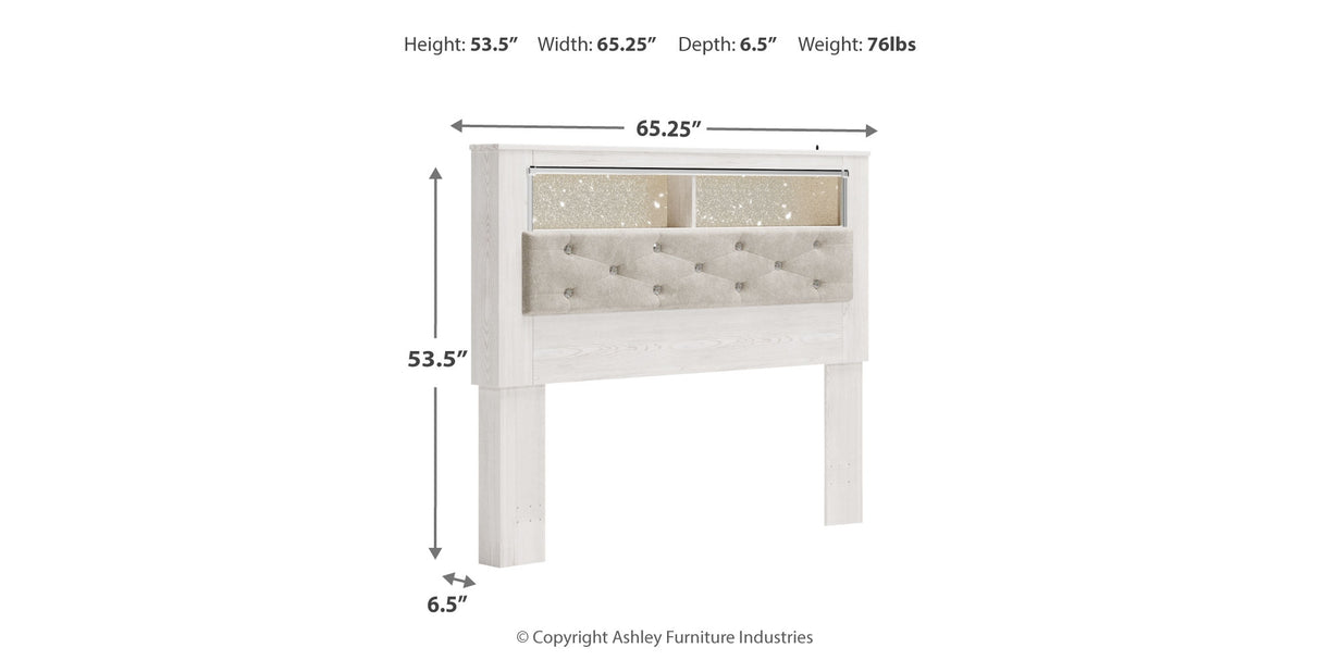 Altyra White Queen Upholstered Panel Bookcase Headboard from Ashley Furniture - Luna Furniture