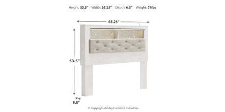 Altyra White Queen Upholstered Panel Bookcase Headboard from Ashley - Luna Furniture
