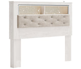 Altyra Queen Bookcase Headboard Bed with Mirrored Dresser in White from Ashley - Luna Furniture