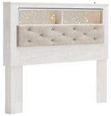 Altyra White Queen Bookcase Headboard Bed with Mirrored Dresser from Ashley - Luna Furniture