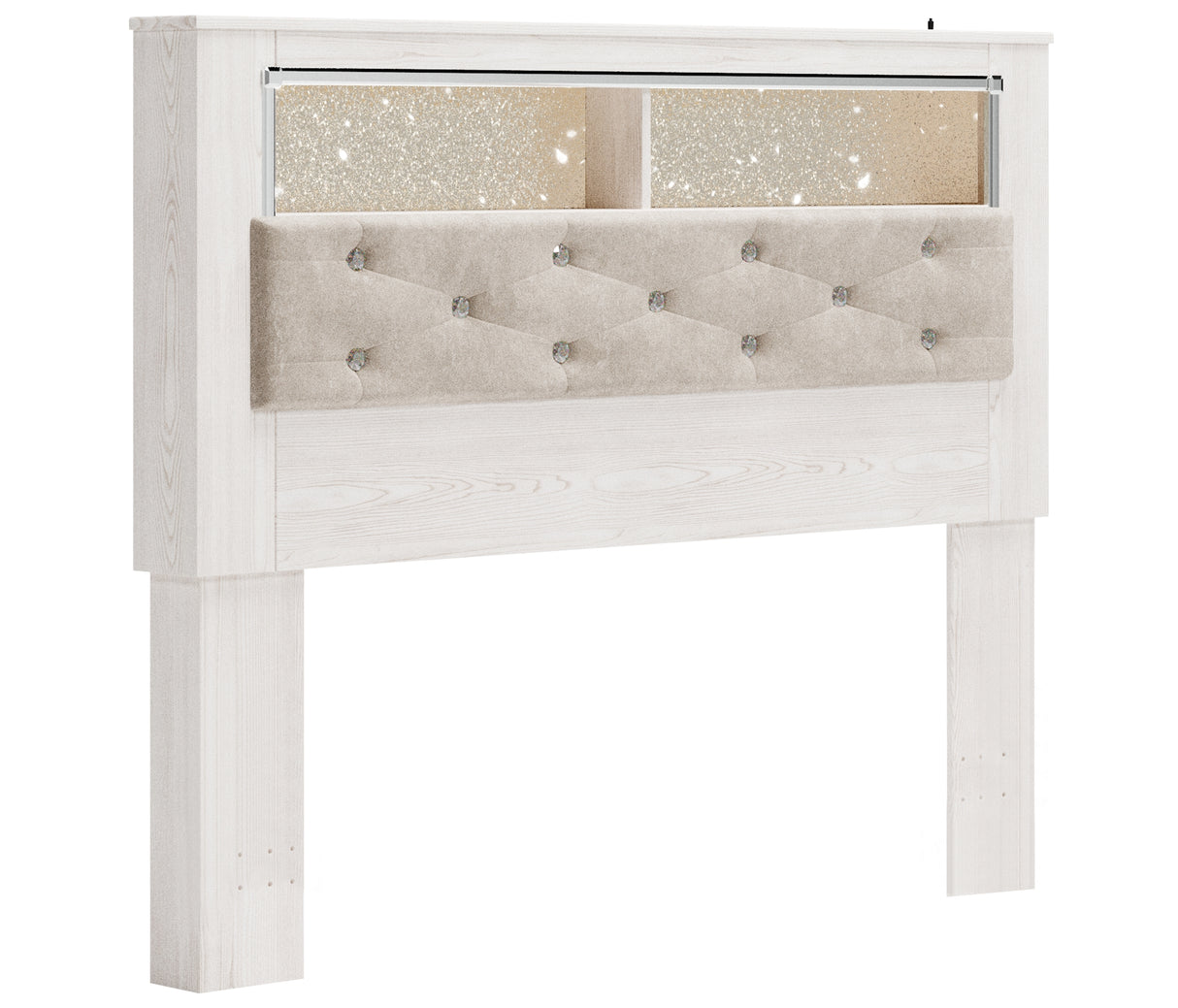 Altyra Queen Bookcase Headboard Bed with Mirrored Dresser and 2 Nightstands in White from Ashley Furniture - Luna Furniture