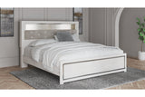 Altyra White King Upholstered LED Bookcase Platform Bed from Ashley - Luna Furniture