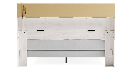 Altyra White King Upholstered LED Bookcase Panel Bed from Ashley - Luna Furniture