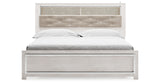 Altyra White King Upholstered LED Bookcase Panel Bed from Ashley - Luna Furniture