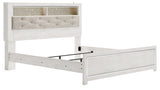 Altyra White King Upholstered LED Bookcase Panel Bed from Ashley - Luna Furniture
