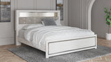 Altyra White King Upholstered LED Bookcase Panel Bed from Ashley - Luna Furniture