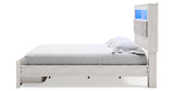 Altyra White King Upholstered LED Bookcase Storage Platform Bed from Ashley Furniture - Luna Furniture
