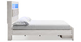 Altyra White King Upholstered LED Bookcase Storage Platform Bed from Ashley Furniture - Luna Furniture