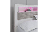 Altyra White King Upholstered LED Bookcase Platform Bed from Ashley - Luna Furniture