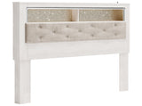 Altyra King Bookcase Headboard Bed with Mirrored Dresser, Chest and Nightstand in White from Ashley - Luna Furniture