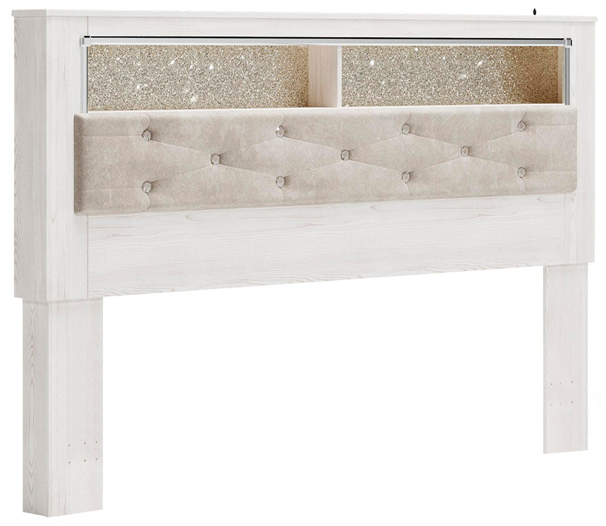 Altyra White King Bookcase Headboard Bed with Mirrored Dresser from Ashley - Luna Furniture