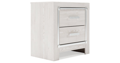 Altyra Queen Panel Bed with Mirrored Dresser, Chest and Nightstand in White from Ashley - Luna Furniture