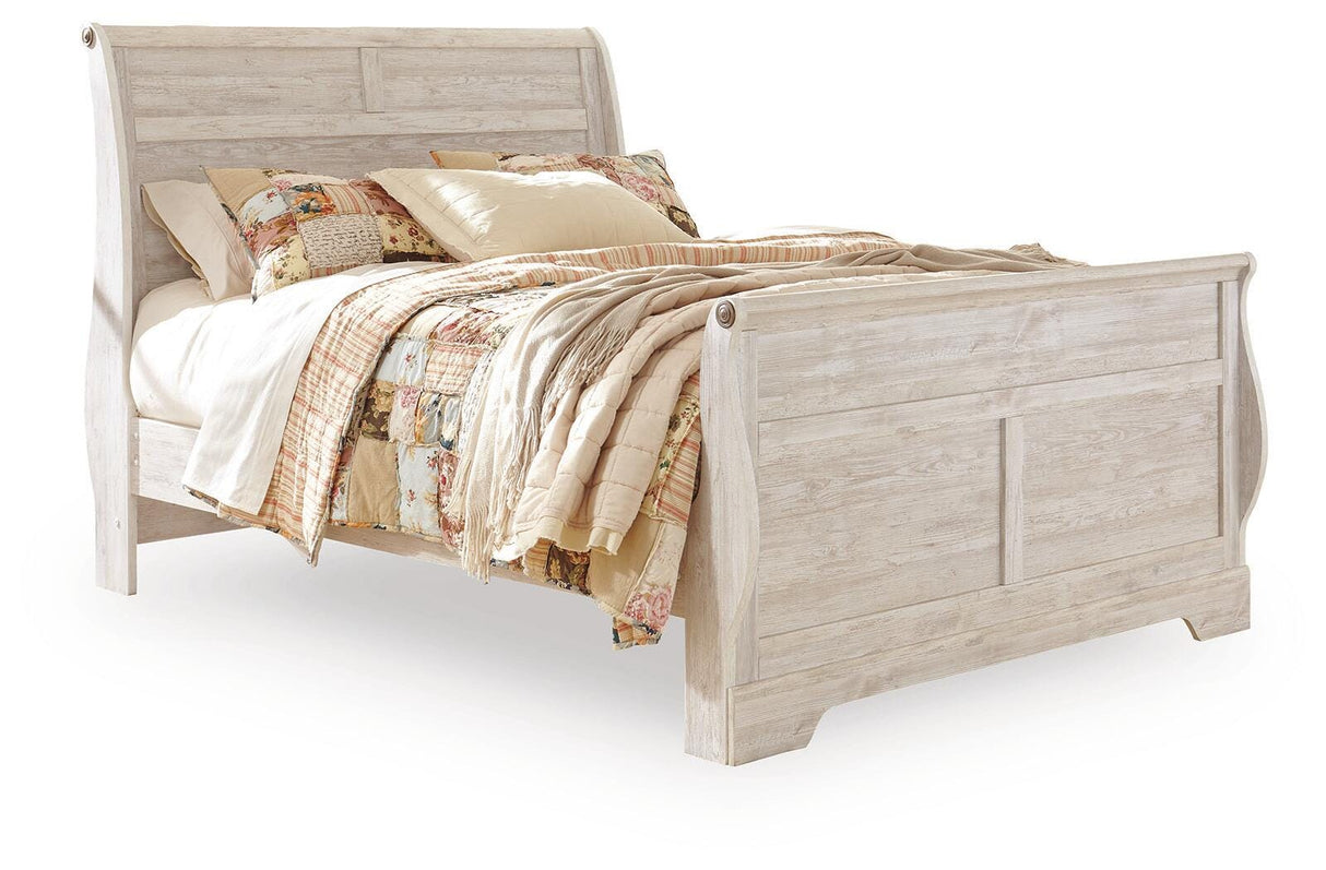 Willowton Whitewash King Sleigh Bed from Ashley - Luna Furniture