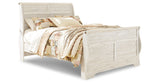 Willowton Queen Sleigh Bed with Mirrored Dresser and Chest in Whitewash from Ashley Furniture - Luna Furniture