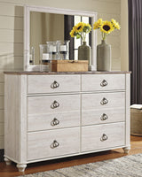Willowton Whitewash Full Panel Bed, Dresser and Mirror from Ashley Furniture - Luna Furniture