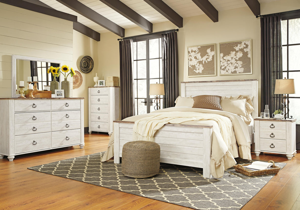 Willowton Whitewash Dresser and Mirror from Ashley Furniture - Luna Furniture