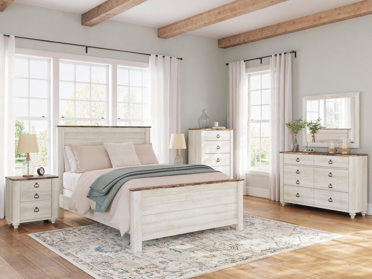 Willowton Whitewash Queen Panel Bed from Ashley - Luna Furniture
