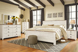 Willowton Whitewash King Panel Bed, Dresser, Mirror, and Nightstand from Ashley Furniture - Luna Furniture