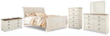 Willowton Whitewash King Sleigh Bed, Dresser,Chest and Nightstand from Ashley - Luna Furniture