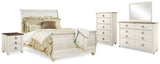 Willowton Whitewash Sleigh Bedroom Set from Ashley - Luna Furniture