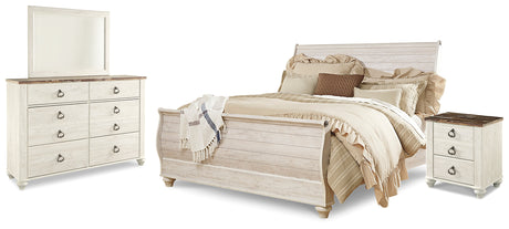 Willowton Whitewash Sleigh Bedroom Set from Ashley - Luna Furniture