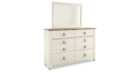 Willowton Whitewash King Sleigh Bed, Dresser,Chest and Nightstand from Ashley - Luna Furniture